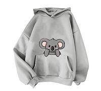 TOUPKO Joli sweat à capuche koala pour femme - Motif animal de dessin animé Kawaii - Ample et décontracté - Manches longues, gris, Medium