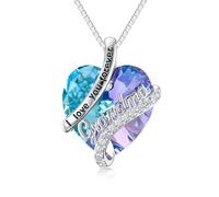 TOUPOP Cadeaux pour sœur/grand-mère/nana/petite amie Collier pour femme en argent sterling 925 avec pendentif cœur en cristal, taille unique, Argent sterling, Pierre de naissance