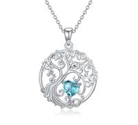 TOUPOP Collier arbre de vie pour femme en argent sterling 925 avec pendentif en forme d'arbre de naissance, bijou de Noël, d'anniversaire, cadeau pour sa femme, taille unique, Argent sterling, Zircone