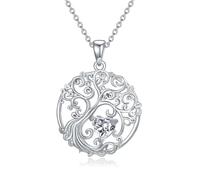 TOUPOP Collier arbre de vie pour femme en argent sterling 925 avec pendentif en forme d'arbre de naissance, bijou de Noël, d'anniversaire, cadeau pour sa femme, taille unique, Argent sterling, Zircone