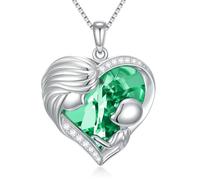 TOUPOP Collier en argent 925 avec pendentif en forme de cœur en cristal - Cadeau d'anniversaire pour maman et épouse, taille unique, Argent sterling, Cristal