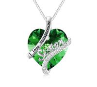 TOUPOP Collier en argent sterling 925 avec pierre de naissance pour sœurs - Bijoux en forme de cœur en cristal pour femme - Cadeau de Noël ou d'anniversaire pour sœur ou amie, taille unique, Argent