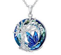 TOUPOP Collier papillon en argent sterling 925 avec pendentif papillon pour femme, cadeau d'anniversaire pour femme, petite amie, elle, taille unique, Argent sterling, Cristal