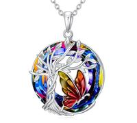 TOUPOP Collier papillon en argent sterling 925 avec pendentif papillon pour femme, cadeau d'anniversaire pour femme, petite amie, elle, taille unique, Argent sterling, Cristal