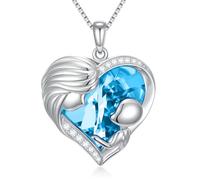 TOUPOP Collier pour maman en argent sterling 925 avec pendentif en forme de cœur et pierre de naissance en cristal - Cadeau pour mère/épouse pour anniversaire, Saint-Valentin, fête des mères