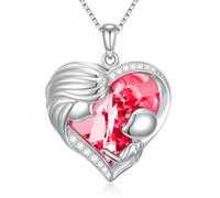 TOUPOP Collier pour maman en argent sterling 925 avec pendentif en forme de cœur et pierre de naissance en cristal - Cadeau pour mère/épouse pour anniversaire, Saint-Valentin, fête des mères