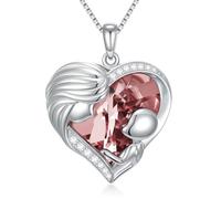 TOUPOP Collier pour maman en argent sterling 925 avec pendentif en forme de cœur et pierre de naissance en cristal - Cadeau pour mère/épouse pour anniversaire, Saint-Valentin, fête des mères