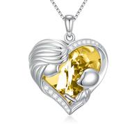 TOUPOP Collier pour maman en argent sterling 925 avec pendentif en forme de cœur et pierre de naissance en cristal - Cadeau pour mère/épouse pour anniversaire, Saint-Valentin, fête des mères