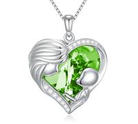 TOUPOP Collier pour maman en argent sterling 925 avec pendentif en forme de cœur et pierre de naissance en cristal - Cadeau pour mère/épouse pour anniversaire, Saint-Valentin, fête des mères