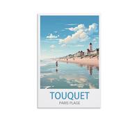 Touquet Paris Plage Poster vintage sur toile pour décoration d'intérieur : salon, 30 x 45 cm