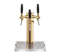 Tour à bière pression de 35,5 cm de haut, en acier inoxydable doré, avec bac d'égouttage, pour les réunions de famille en plein air ou les applications commerciales, 3 robinets + bac d'égouttage