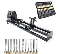 Tour à bois 350W et kit de fers à sculpter 12 pcs. avec fer plat et go