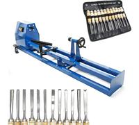 Tour à bois 350W et kit de fers à sculpter 12 pcs. avec fer plat & gouge