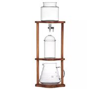 Tour à café froid, Avec support en bois, goutteur à vitesse réglable, cafetière verre, cadeau for amateur de café, fait 6 8 tasses(800ml)