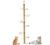 Tour à chat avec hamac - Arbre à chat du sol au plafond pour grands chats, arbre à chat haut et étroit avec capsule transparente pour grimper, griffer, regarder dehors et jouer