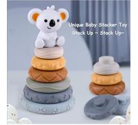 Tour a Empiler Bebe - Jouets Empilables avec Anneaux - Jouets Educatifs Précoces pour Bébé Garçon Fille - Gris