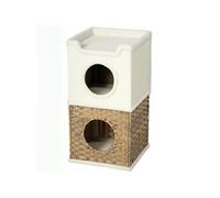 PawHut Niche pour Chat d'intérieur à 3 Niveaux, Tour pour Chat avec Un Plateau supérieur Ouvert, tonneau à gratter en sisal pour Animaux de Moins de 6 kg, 41 x 41 x 75,5 cm, crème