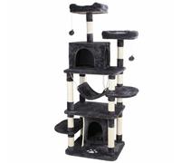 Tour à griffer pour chats 170 cm - Lit pour chats - Pour chats d'appartement et chatons - Griffoir - Jouet pour chats - Vert foncé