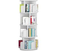 Tour à livres rotative à 4 niveaux, en bois, étroite, rotative à 360°, pour enfants et adultes, rotative verticalement, convient pour chambre à coucher et salon, 40 x 40 x 130 cm, blanche