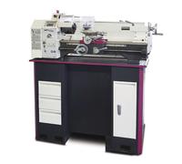 Tour à métaux d'établi hauteur des pointes 125 mm entre-pointes 550 mm alésage 21 mm 1,1 kW 230V vitesses variables Optiturn TU2406V 230V