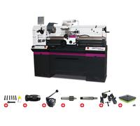 Tour à métaux hauteur des pointes 165 mm entre-pointes 1000 mm alésage 38 mm 1,5 kW 400V avec accessoires essentiels Optiturn TM3310D PACK