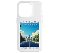Tour Alabama Heart of Dixie GPS Coordonnées Voyage Illustration Coque pour iPhone 14 Pro