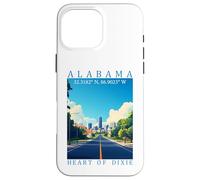 Tour Alabama Heart of Dixie GPS Coordonnées Voyage Illustration Coque pour iPhone 16 Pro Max