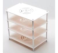 Tour audio en acrylique à 4 niveaux - Mini support multimédia, support de composants noirs pour petit équipement stéréo de bureau, supports en métal, solution de rangement compacte (blanc)