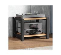 Tour audio stéréo - Support réglable en bois pour lecteur CD/DVD/disque - Étagère d'angle à 2 niveaux pour home cinéma (finition naturelle)