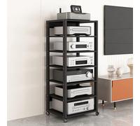 Tour AV réglable à 7 niveaux pour tourne-disque électronique et DVD, console de divertissement pour jeux et médias, noir (131 cm)