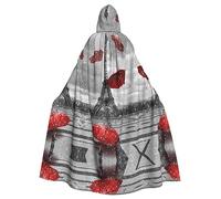 Tour avec parapluie rouge, devenez effrayant avec notre cape à capuche pour costumes d'Halloween pour adultes
