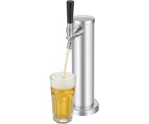 Tour Bière Inox, Distributeur Pression Robinet Unique Avec Arrêt Automatique, Bar Maison Restaurant, Vin Blanc Jus Café Thé, Acier Chromé Argent Cylindrique, 32X7,6 Cm