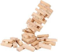 Tour branlante en bois, 51 blocs à empiler, cubes, Pour les enfants à partir de 3 ans, habileté, tour d'empilage, Marqué avec des chiffres