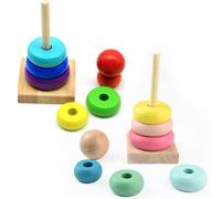 Tour Colorée En Forme De Colonne Géométrique Pour Bébé, Jeu D'éducation Précoce, Jouet Pour Enfants, Cognition, Arc-En-Ciel, Anneaux Empilables En Bois