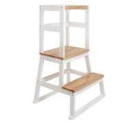 Tour d’apprentissage Montessori en bois - Tour d’observation enfant Swubi - Naturel & Blanc - BOMI