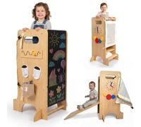 Tour d Observation Enfant 5 en 1 en Bambou - Tour d'observation Montessori | Tour d'observation Pliable et Montessori Toddler - Tour d'apprentissage et Controle Bebe Convertible en Rampe et Tableau