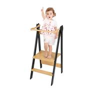 Tour d Observation Enfant, Tour Montessorienne d'apprentissage Pliable Multi-usages Tour d'apprentissage en Bois Naturel de Bouleau, Pliable, Sécurité-88 * 45 * 45 cm-café noir