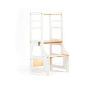 Tour d'apprentissage 3Duck WoodWorks 2-en-1 Qui se transforme en Table Montessori avec Une Chaise (Blanche)