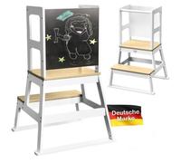 Tour d'apprentissage en Bois - Baby Vivo - avec Tableau - Montessori Tabouret pour Enfants - 18 Mois à 3 Ans - Blanc