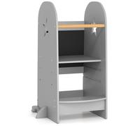 Tour d'apprentissage Enfant en Bois COSTWAY-avec Tableau Noir & Hauteur Réglable-Rail de Sécurité & Pieds Anti-Bascule-Charge