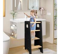 Tour d'apprentissage Enfant, Montessori Tour d Observation Pliable, Pieds Anti-Bascule Tour d'apprentissage Montessori, Tour d'observation,À Partir de 18 Mois.D,90 * 42 * 40cm,Noir