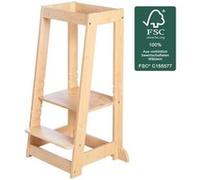 Tour d'apprentissage Montessori - Bambou Certifié FSC - Réglable sur 3 niveaux de hauteur - Jusqu'a 80 Kg - Naturel G