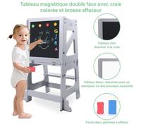Tour d'apprentissage - Montessori - Gris - Sécurisée - Pour enfants à partir de 18 mois - Intérieur