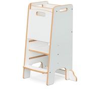 Tour d'apprentissage Montessori - Kitchen Helper en MDF 18 mm - Hauteur réglable (23/33/43 cm) - Charge maximale 60 kg - Rampe de sécurité stable - Support sûr - Facile à nettoyer - Idéal pour la
