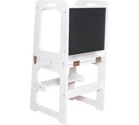Tour d'Apprentissage Montessori Robincool Evolutive II Blanche 43x40x86cm Barre de Sécurité, Tableau, Convertible en Bureau