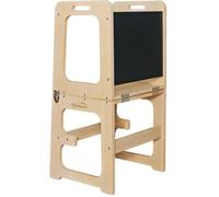 Tour d'Apprentissage Montessori Robincool Evolutive II Natural 43x40x86cm Barre de Sécurité, Tableau, Convertible en Bureau