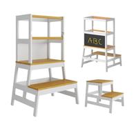 Tour d'apprentissage Play en bois de pin, 93 x 56 x 49 cm, blanc/marron naturel