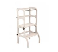 Tour D'apprentissage - Table ""Step'n'sit"". Light Gray / Brass Fermoirs