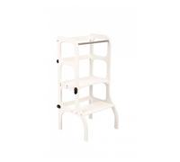 Ette Tete STEP'n'Sit® • Tour d'apprentissage • Convertible 2 en 1 (Blanc, avec fermoirs en Laiton)