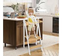 Tour d'apprentissage,Tour d'Eveil en Bois,Tour d'observation Montessori,Tour d Observation Enfant,Table Tabouret d'observation à partir,Marchepied pour Enfants,88 x 45 x 45 cm - Café Blanc